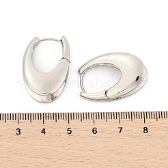 女性のための真鍮のフープピアス  ティアドロップ  プラチナ  28x11mm&nbsp;EJEW-U041-04P