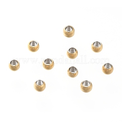 イオンプレーティング（IP）304ステンレススチールスペーサービーズ  ラウンド  18KGP本金メッキ  3x2mm  穴：1.6mm&nbsp;STAS-L222-42A-G