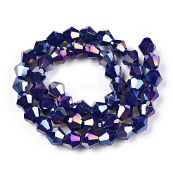 Opaque Solid Color Electroplate Glass Beads Strands&nbsp;EGLA-A039-P6mm-B10