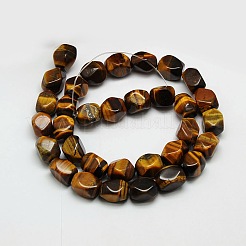 天然のタイガーアイ多面カット菱形ビーズ連売り  タイガーアイ  10~13x9x9mm  穴：1mm  約34個/連  15.74インチ&nbsp;G-L235B-03