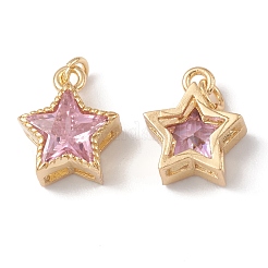Rack Plating Brass with Cubic Zirconia Charms&nbsp;KK-G452-14G