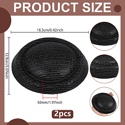 女性用ポリエステルフレンチベレー帽  キラキラのスパンコール付き  ブラック  163x129x50mm&nbsp;AJEW-WH0248-760B