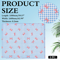 蝶結びとタータン柄のコットン生地  服飾材料  DIYの工芸品について  ブルー  1000x1600x0.2mm&nbsp;DIY-WH0890-31B
