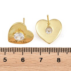 Brass Micro Pave Cubic Zirconia Stud Earrings&nbsp;KK-Z166-02G