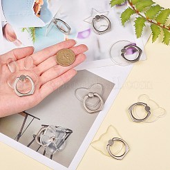8 個 8 スタイル透明プラスチック携帯電話リング ホルダー  360度回転  合金フィンガーグリップスタンドホルダー  混合図形  プラチナ  1個/スタイル&nbsp;AJEW-SZ0001-33P