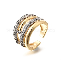 Brass Micro Pave Cubic Zirconia Adjustable Cuff Rings&nbsp;RJEW-V007-04GP
