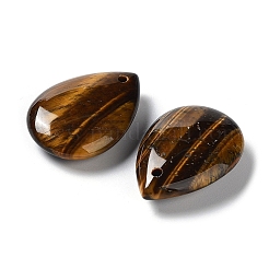天然石タイガーアイペンダント  ティアドロップチャーム  22.5~25x17~18x7mm  穴：1.6mm&nbsp;G-B013-06F-01