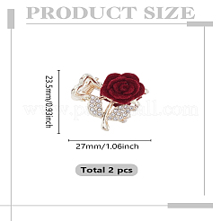 2Pcs Zinc Alloy with Flocking and Rhinestone Rose Mini Claw Hair Clips for Women Girls&nbsp;PHAR-LP0003-001