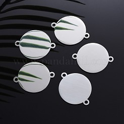 変色しにくい304ステンレススチールリンクコネクター  鏡面研磨仕上げ  空白タグのスタンプ  フラットラウンド  ステンレス鋼色  40x32x1.8mm  穴：2.8mm&nbsp;STAS-I140-04S