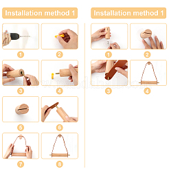 2セット2色の木製＆真鍮製トイレ壁掛け穴あきロープホルダー  ロール紙ウォールシェルフバスルームアクセサリー用  ミックスカラー  175.5x30mm  1セット/色&nbsp;FIND-GL0001-51