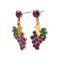 304 Stainless Steel Grape Dangle Stud Earrings&nbsp;EJEW-H163-01G