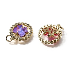 Brass Micro Pave Cubic Zirconia Pendants&nbsp;KK-Q043-07G