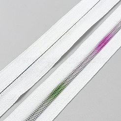 衣服アクセサリー用ナイロンジッパー  ホワイト  32x2.5mm  約5ヤード/個&nbsp;FIND-WH0436-91A