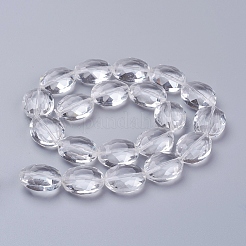 ガラスビーズ連売り  クリスタルビーズ連売り  多面カット  オーバル  透明  20x16x10mm  穴：1mm  約35個/連  27.5インチ&nbsp;GLAA-R196-20x16mm-01