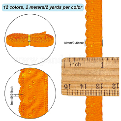 24ヤード 12色 フラットチンロンゴムリボン  12本のメタリック線ツイストタイ付き  ミックスカラー  10x1mm  2ヤード/カラー&nbsp;EC-BC0001-38