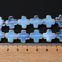 オパールビーズ連売り  クロス  13~13.5x12.5~13.5x4~5mm  穴：1mm  約18個/連  9.21''（23.4センチメートル）&nbsp;G-M418-B12-01