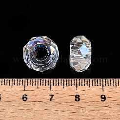 透明ガラス欧州ビーズ  大穴ビーズ  ABカラーメッキ  多面カット  ロンデル  クリアAB  13~14x7.5~8mm  穴：5.5~6mm&nbsp;GPDL-N005-D14mm-A01