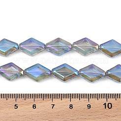 電気メッキ UVメッキガラスビーズ連売り  虹色の  菱形  ライラック  15x10x5mm  穴：1mm  約43個/連  25.39''（64.5センチメートル）&nbsp;EGLA-B010-01A-HP04