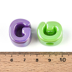 UVメッキ不透明アクリルヨーロピアンビーズ  大穴ビーズ  ミックスカラー  文字g  20.5x17.5x13.5mm  穴：6mm&nbsp;OACR-M027-03G