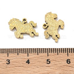 304ステンレススチールラインストーンペンダント  ユニコーンチャーム  ゴールドカラー  10.5x14x2mm  穴：1.4mm&nbsp;STAS-P449-02A-G