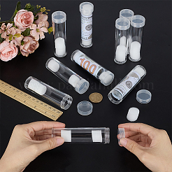 コラムプラスチックコインコレクション  スポンジで  コイン収納ボトル  透明  29x102mm  内径：25mm&nbsp;CON-WH0115-05B