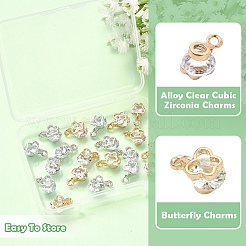 20Pcs 2 Colors Alloy Clear Cubic Zirconia Charms&nbsp;ZIRC-YW0001-38
