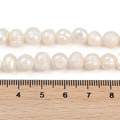 天然養殖淡水パールビーズ連売り  ポテト  グレードA  貝殻色  7~8mm  穴：0.7mm  約54~55個/連  14.09~14.37インチ（35.8~36.5cm）&nbsp;PEAR-I007-07X-10A