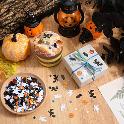 プラスチック製の紙吹雪  ハロウィンの装飾パーティーの好意のために  ミックスカラー  6~18.5x6~22.5x0.4mm&nbsp;DIY-SC0026-83A