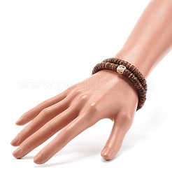 Flat Round Coconut Beads Stretch Bracelets Set&nbsp;BJEW-JB07010