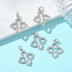 シェグレース 真鍮 マイクロパヴェ クリアキュービックジルコニア ペンダント  クローバーチャーム  カドミウムフリー＆ニッケルフリー＆鉛フリー  プラチナ  18.5x16.5x2mm  穴：3mm&nbsp;XGRQ3P670-637P