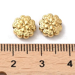 304ステンレススチールビーズ  花  18KGP本金メッキ  8x8x4mm  穴：1.5mm&nbsp;STAS-I203-20G