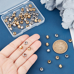 60個4スタイル201＆304ステンレススチールビーズ  ラウンド  ゴールデン·ステンレス鋼色  6x5mm  穴：1.5mm  15個/スタイル&nbsp;STAS-UN0051-14