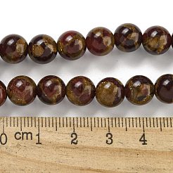 合成ゴールドクリスタルストーンビーズ連売り  染め  ラウンド  ファイヤーブリック  8mm  穴：0.9mm  約44~49個/連  14.49''~15.28''（36.8~38.8センチメートル）&nbsp;G-P549-A01-01C
