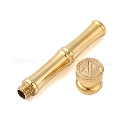 Golden Tone Brass Wax Seal Stamp Head with Bamboo Stick Shaped Handle&nbsp;LS-STAM-K001-05G-Z