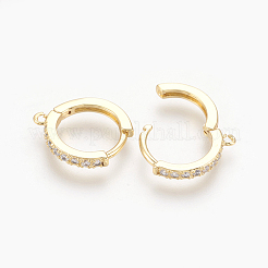 Brass Micro Pave Cubic Zirconia Huggie Hoop Earring Findings&nbsp;KK-O112-13G