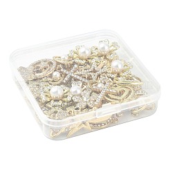 50 個 10 スタイル合金クリスタルラインストーンペンダント  ゴールドカラー  14~26.5x13~20x2~9mm  穴：1.4~2.2mm  5個/スタイル&nbsp;ALRI-FS0001-14