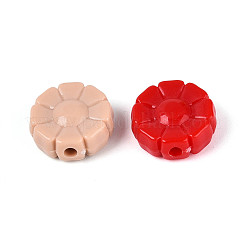 不透明なアクリルビーズ  花  ミックスカラー  15.5x15.5x6.5mm  穴：2.2mm  約195個/500g&nbsp;OACR-N150-35