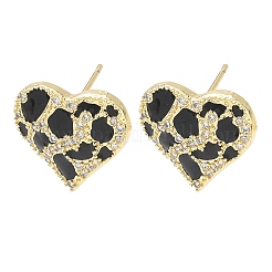 Brass Micro Pave Cubic Zirconia Stud Earrings for Women&nbsp;EJEW-A168-09G
