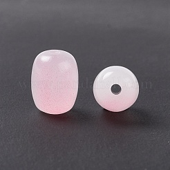 不透明なガラスビーズ  バレル  パールピンク  10x8mm  穴：1.6mm&nbsp;GLAA-F117-06A