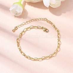 女性用真鍮アズキチェーンブレスレット  ラックめっき  鉛フリー＆カドミウムフリー  長持ちメッキ  18KGP本金メッキ  6-3/4インチ（17.2cm）&nbsp;BJEW-A065-10G