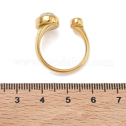 304 Stainless Steel Pave Clear Cubic Zirconia Cuff Open Rings for Women&nbsp;RJEW-F207-03E-G