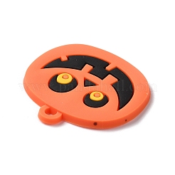 カボチャPVCペンダント  ハロウィン用  レッドオレンジ  36x38x2.5mm  穴：4mm&nbsp;LS-KY-F018-01
