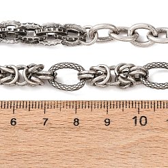 ヴィンテージ 304 ステンレススチール ミックスチェーンネックレス  アンティークシルバー  20.28インチ（51.5cm）&nbsp;NJEW-C115-11AS