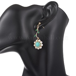 4 Pairs Flower 304 Stainless Steel Cubic Zirconia Dangle Stud Earrings&nbsp;EJEW-TA00800