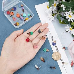 12 Pairs 12 Colors Transparent & Opaque Resin & Walnut Wood Stud Earring&nbsp;RESI-FH0001-42