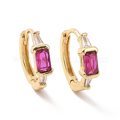 Cubic Zirconia Rectangle Hoop Earrings&nbsp;EJEW-P206-01G