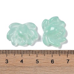 ペイントガラスビーズを焼く  蓮  ミディアムターコイズ  15.5x20.5x7.5mm  穴：1.2mm&nbsp;GLAA-S202-13G
