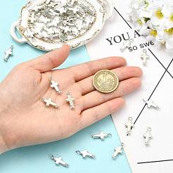 100個の合金ペンダント  鉄パーツ  クロスチャーム  銀  19mm  穴：2.1mm&nbsp;PALLOY-FS00084