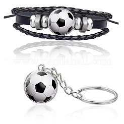 CutHollow Glass Football Jewelry Set&nbsp;SJEW-CL0001-01