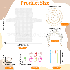 DIY プラスチック編みかぎ針編みバッグ作りキット  プラスチック製の模造真珠の丸いビーズのバッグアジャスターチェーン1個と合金製のツイストチェーンの財布チェーン1個。  ミックスカラー&nbsp;DIY-CP0012-65